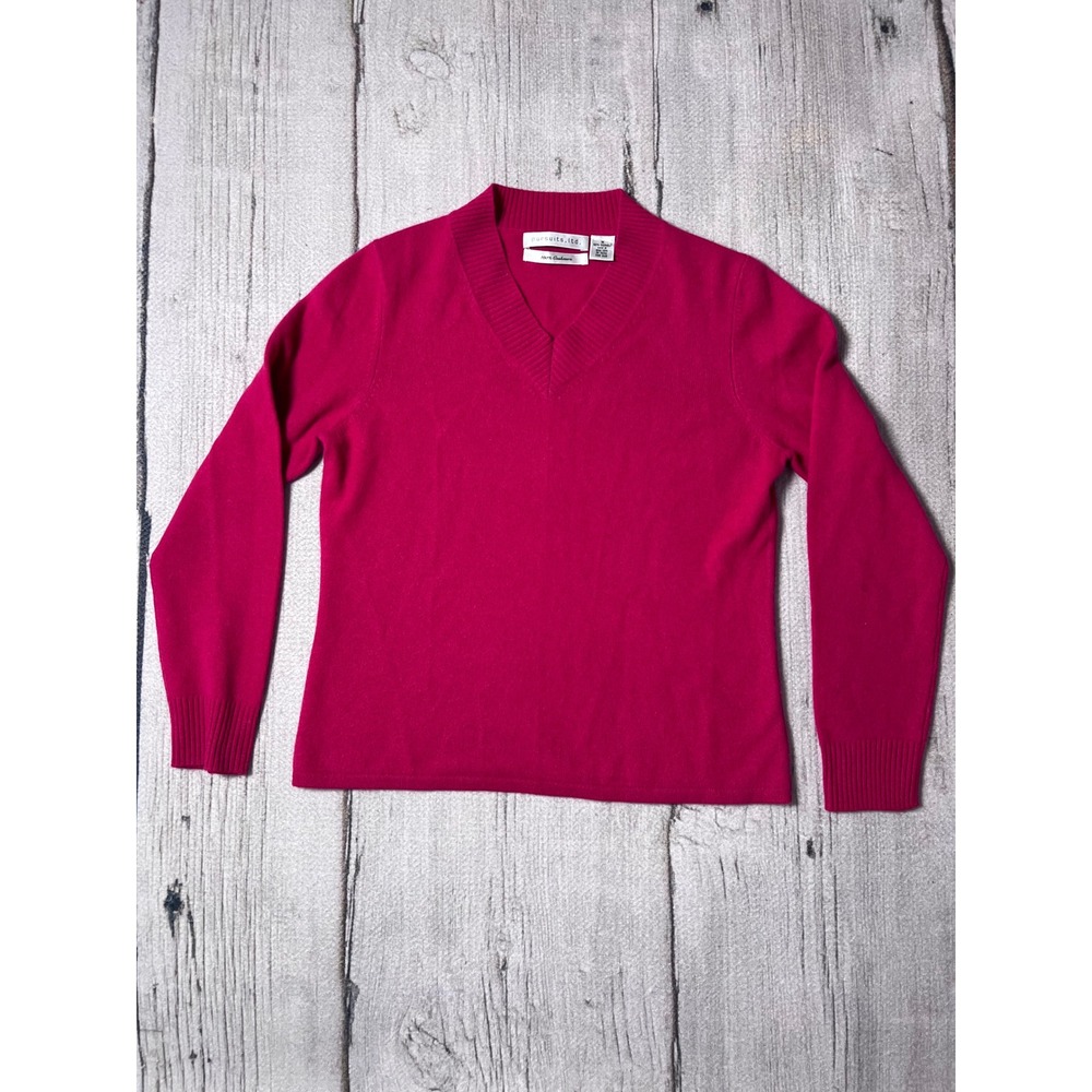 Pursuits Ltd 100 Percent Cashmere V Neck Sweater Women's Medium‎ Flaw